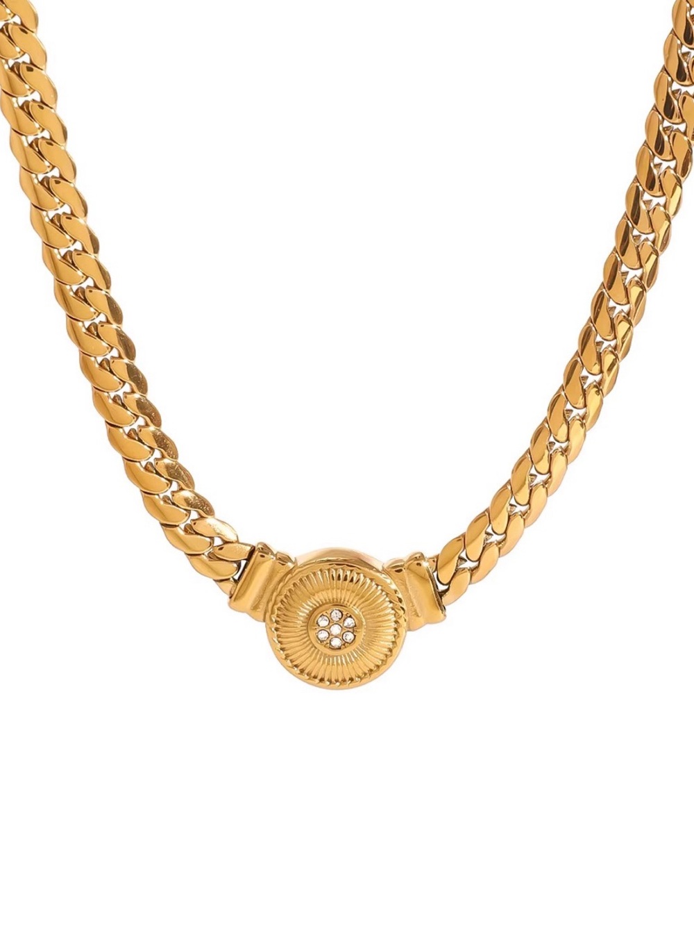 18K Gold Plated Vintage Inspired Medallion Pendant Necklace